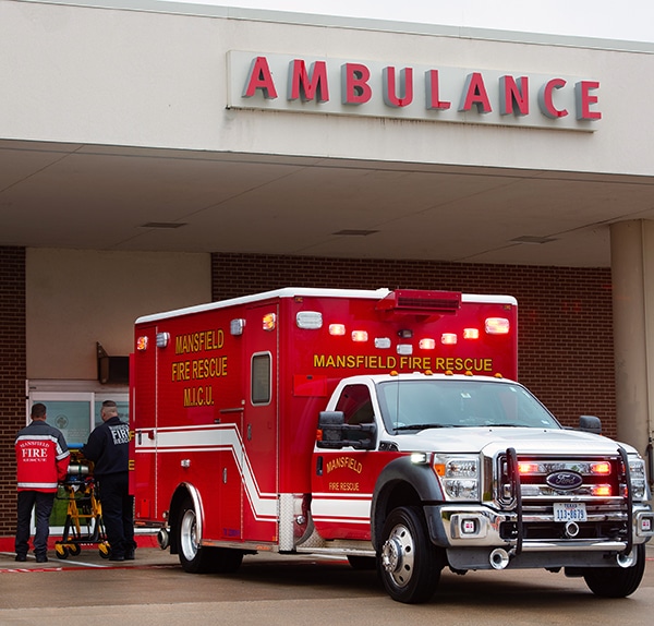 Ambulance outside Methodist Mansfield Medical Center