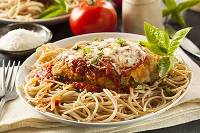 Chicken parmesan and spaghetti 