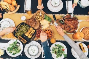Feast of food arranged on a table