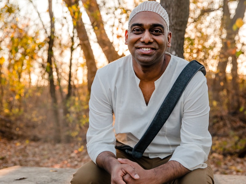 Bhargava Kotapalli, a brain cancer patient, looking at the camera and smiling