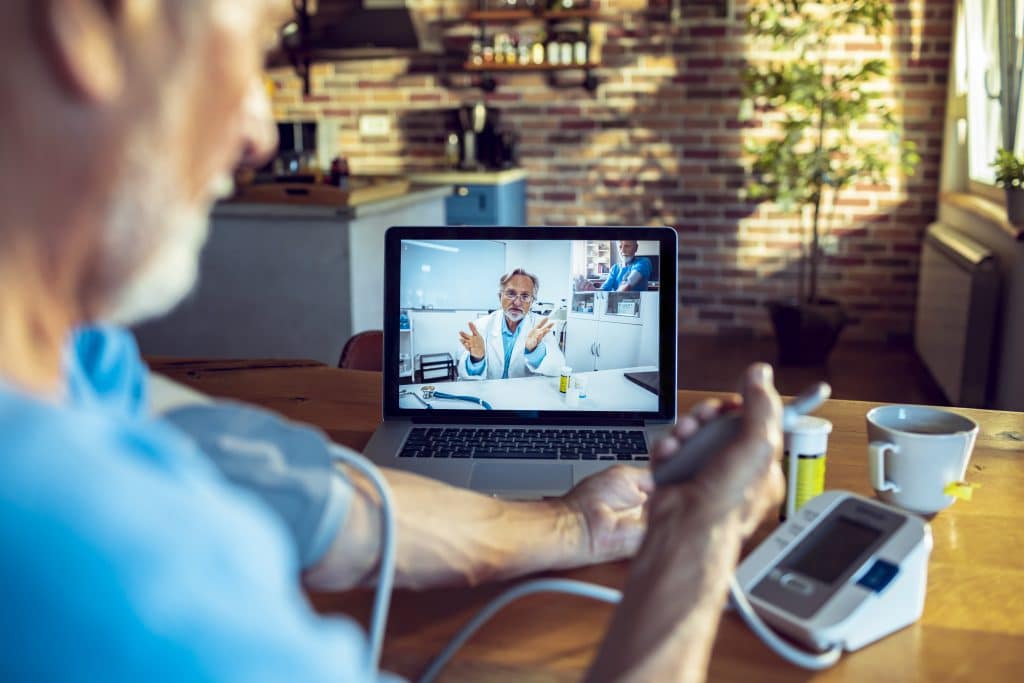 Patient and physician at a telemedicine appointment