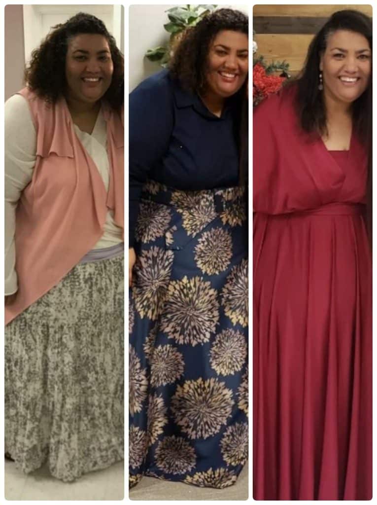 Deanna Lariz in three stages of her weight loss after bariatric sleeve surgery