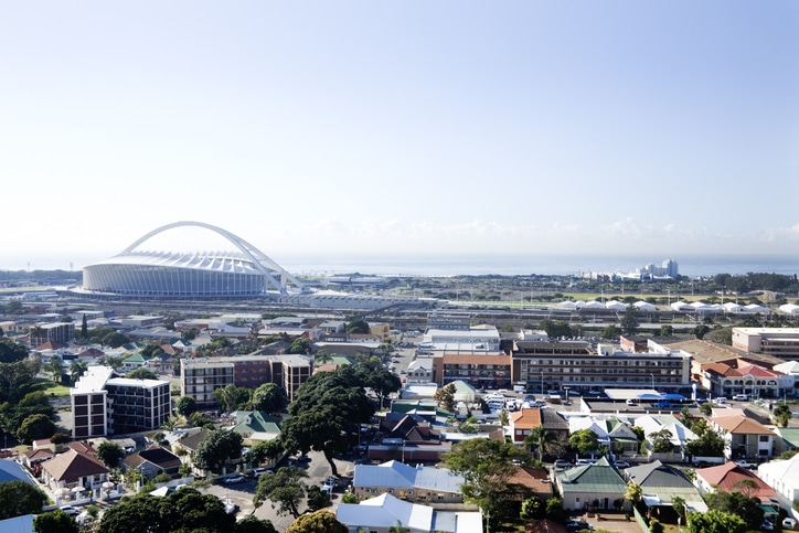 Image of the Durban, South Africa skyline with the Moses Mabhida Stadium in view