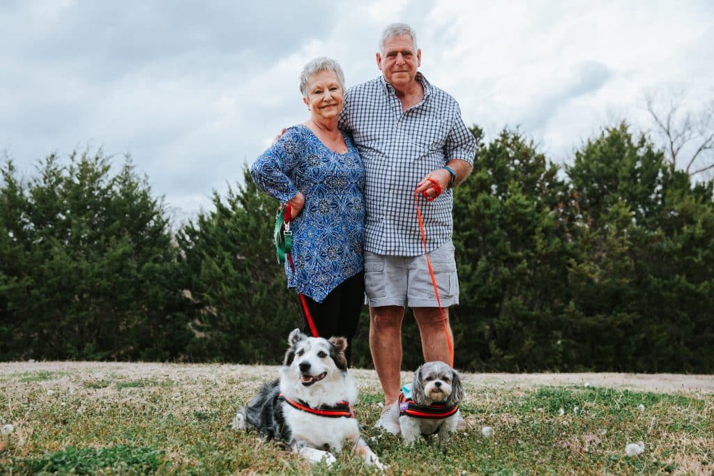 Dale Parker, her husband, Tommy, and their two dogs.