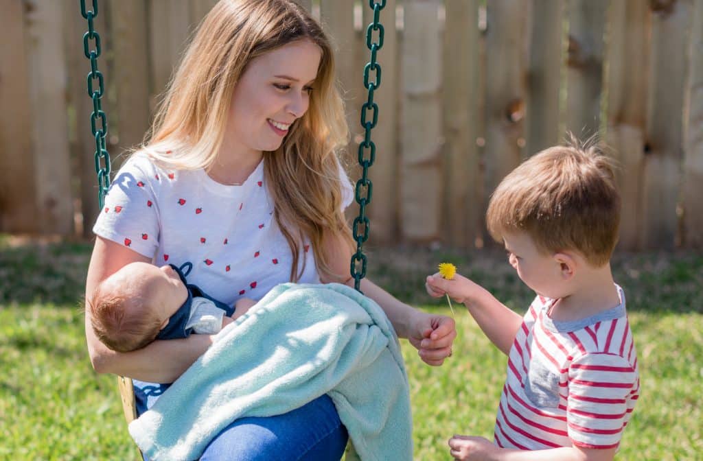 Haley Stewart with two of her children