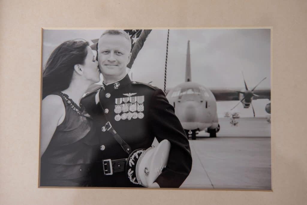 Marine pilot Colonel Jason Julian and his wife after his cancer recovery