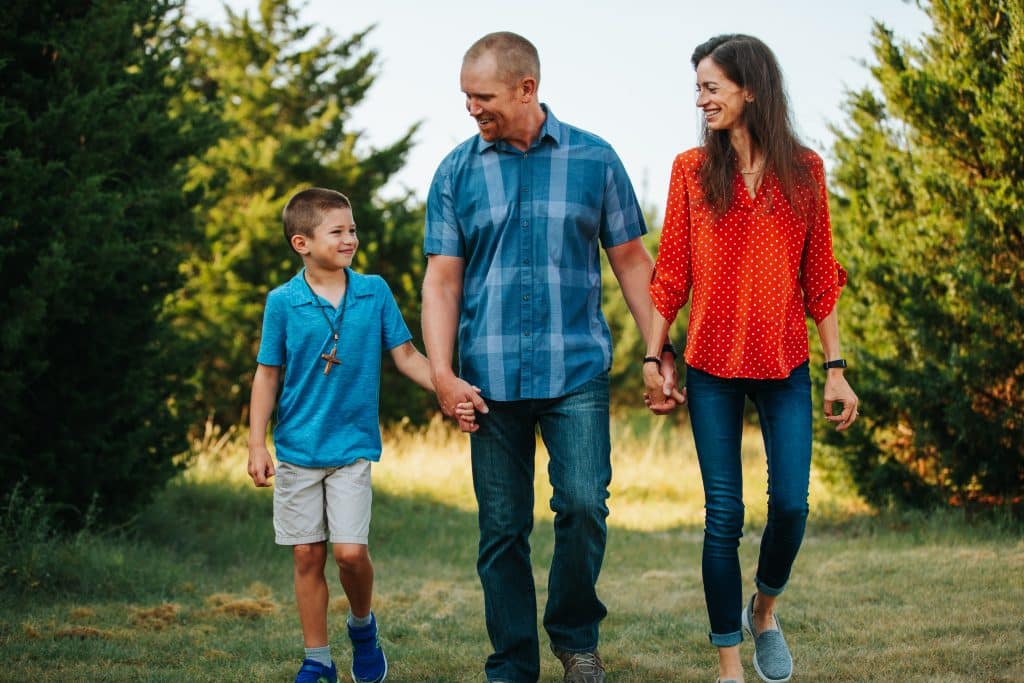 Melanie Proffitt and her family after surgery to relieve migraines and remove brain tumor