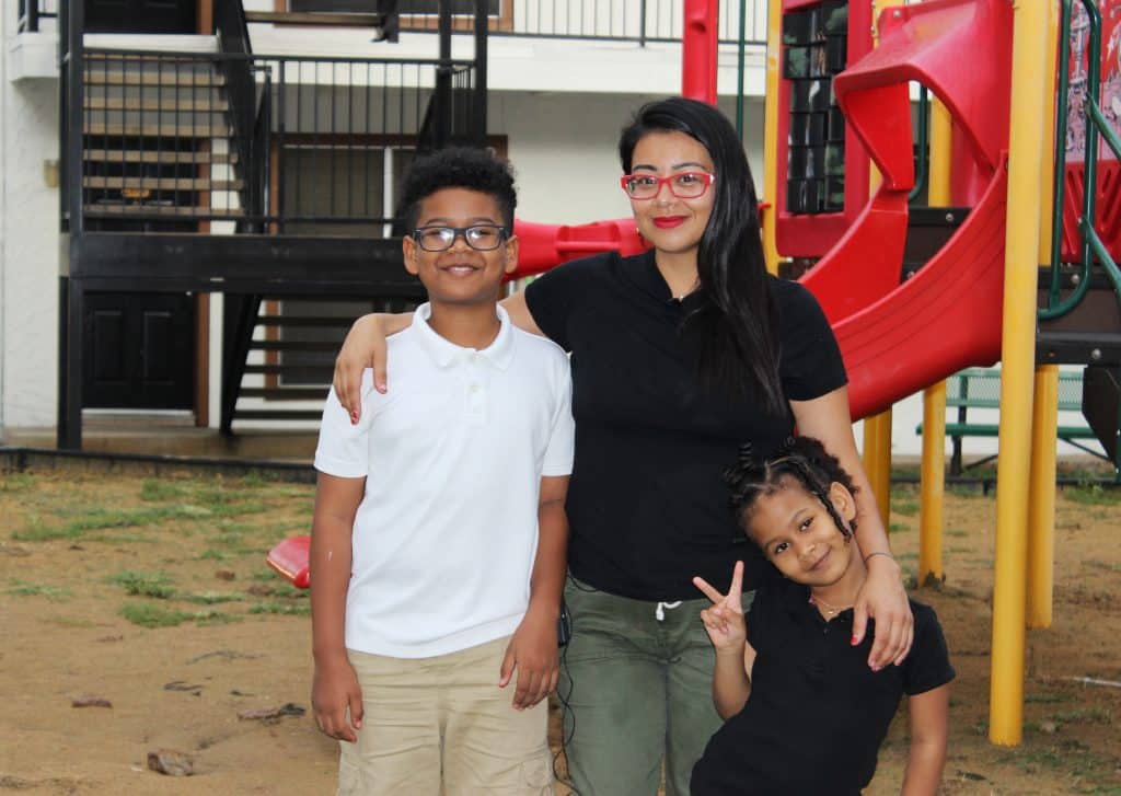 Leslie Armijo Cannon with her son and daughter