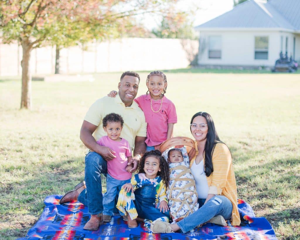 Amber and Josh Boswell with (from left) Jakobi, Lilla Raye, Joshua, and baby Jaden