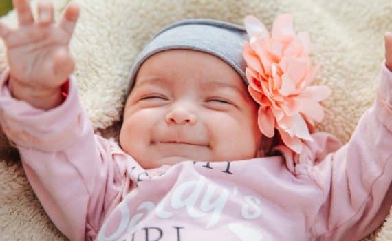 Baby Natalia smiling after her NICU stay and gastroschisis diagnosis