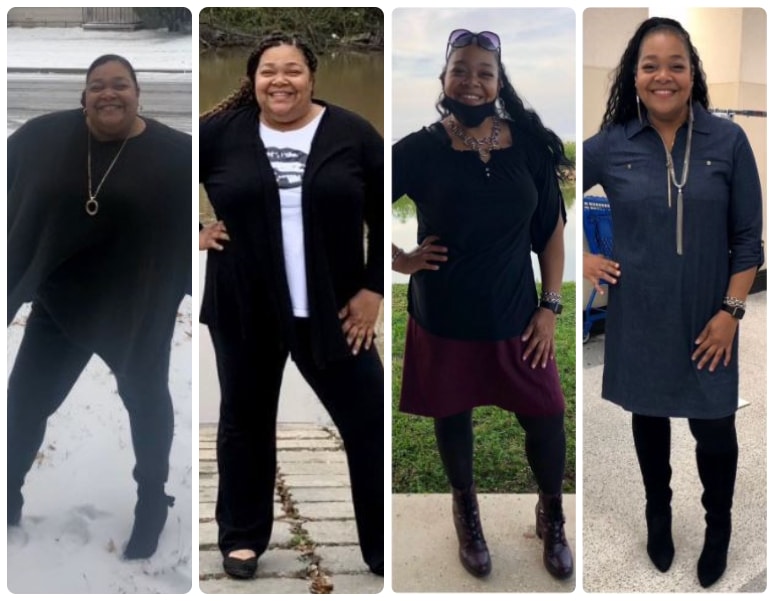 Valarie Rodgers and photos of her weight before and after having COVID-19