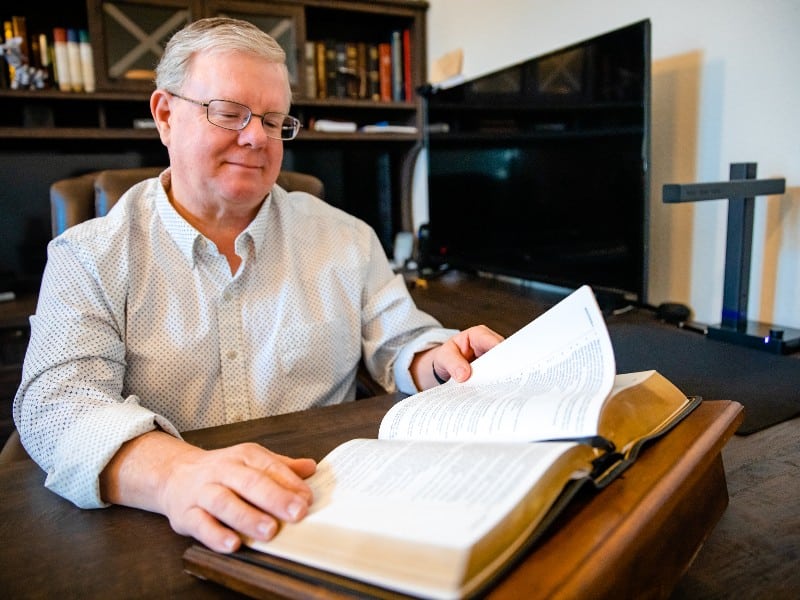 Chaplain Mark McDaniel photographed after his heart attack