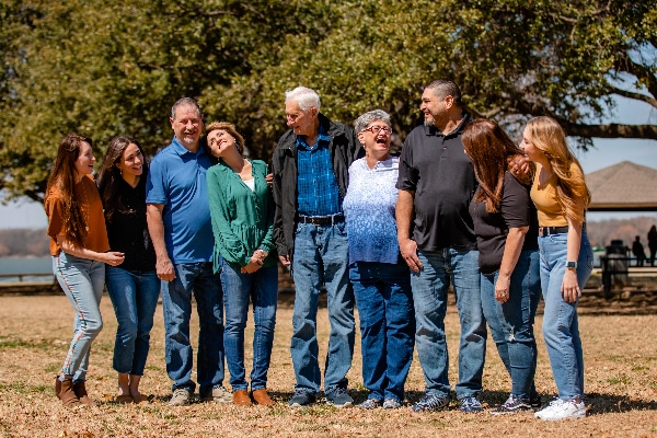 Susan Rogers photographed with her family after surviving a stroke