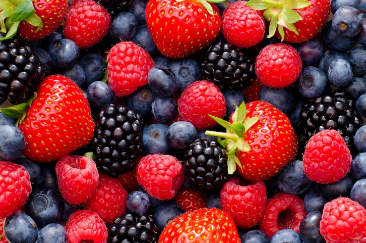 Strawberries, blackberries, blueberries, and raspberries
