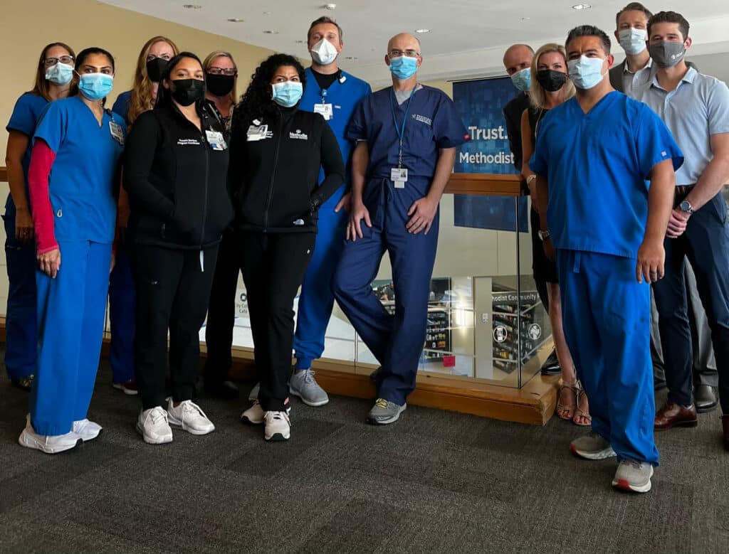 Dr. Bageac (center) and the rest of the radiology team at Methodist Dallas