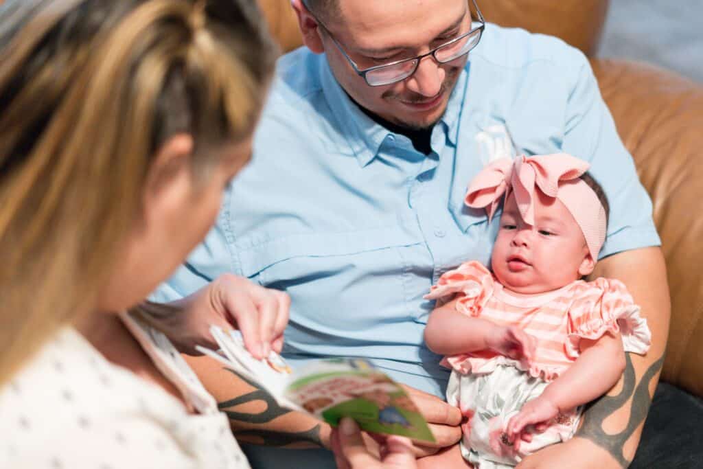 Baby Scarlett's parents read to her. Despite a premature birth, she's thriving.