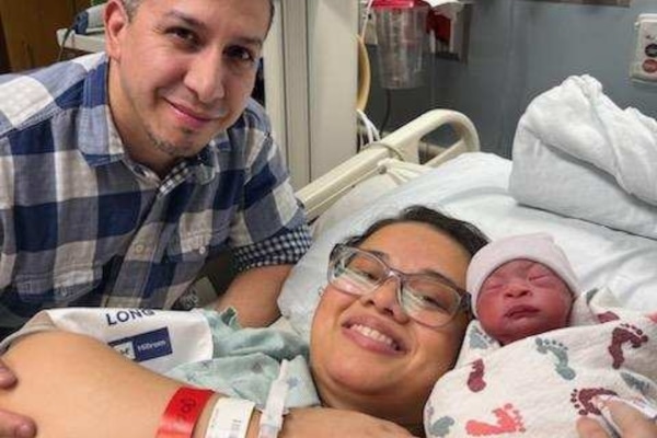 Joanna Navarette, Jacob Jr., and the baby's father, Jacob Sr., photographed right after Jacob Jr.'s birth