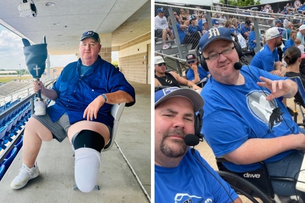 Tater is back to doing what he loves as the voice of Panther Radio, pictured with Durwood Manley.