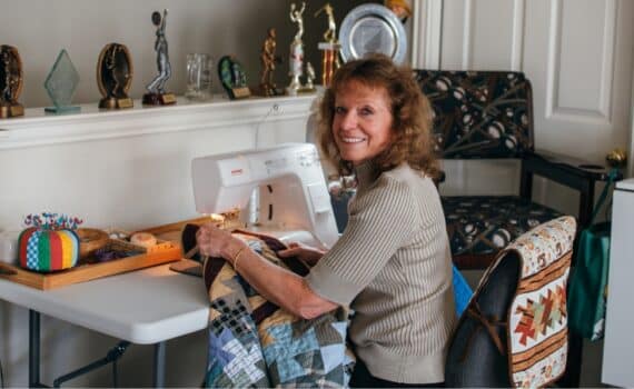 Daphne Cleery has been quilting for 15 years and now donates her creations to other survivors.