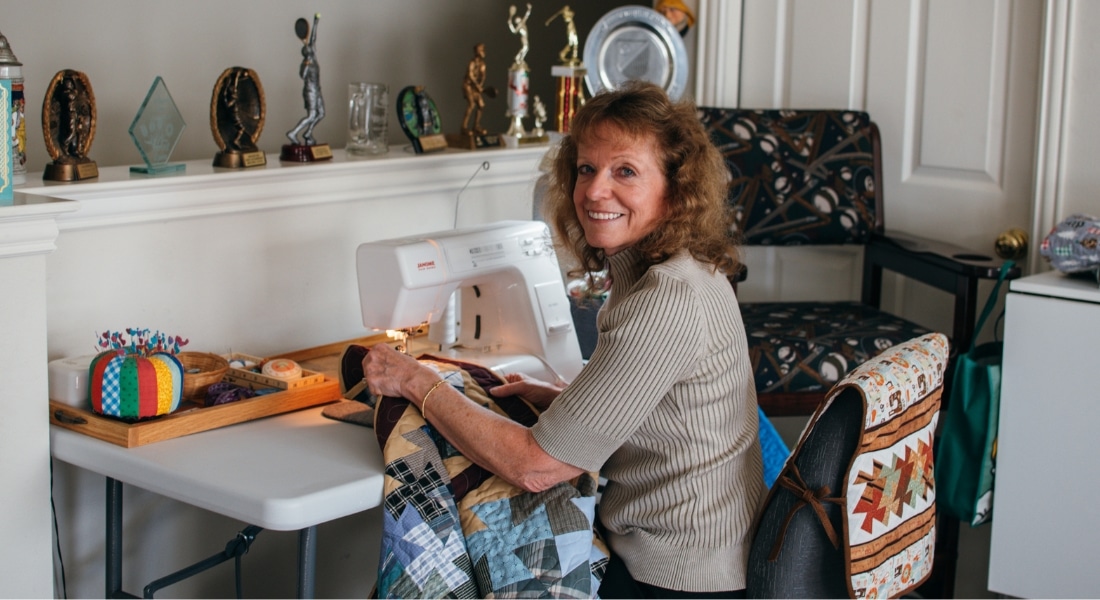 Daphne Cleery has been quilting for 15 years and now donates her creations to other survivors.