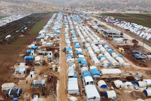 A camp in northwest Syria photographed from above