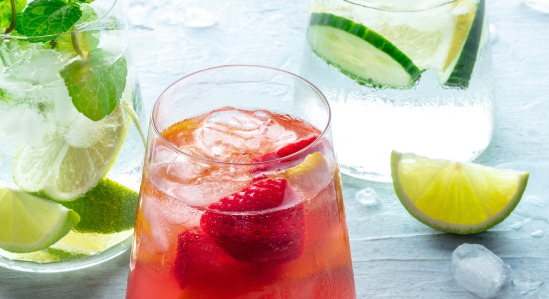 Mocktails featuring strawberry and citrus fruit