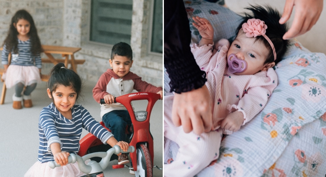 Photo collage of Kiran Lalani's children, all born at Methodist hospitals