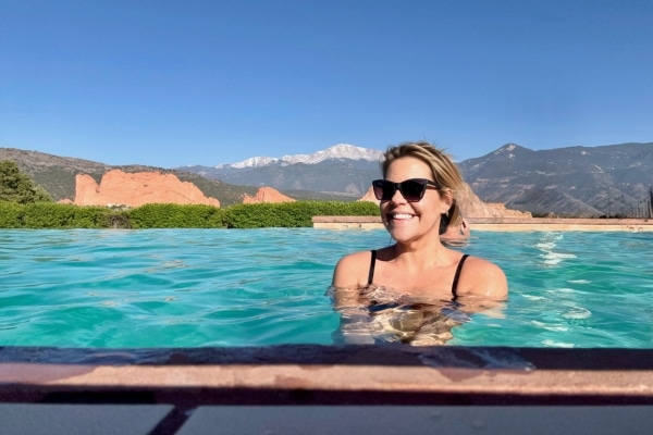 Transplant recipient Ivy Terry goes for a dip on a trip to Colorado a year after her surgery.