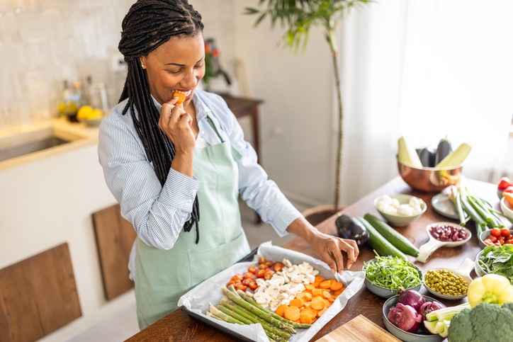 Woman making healthy meal at home