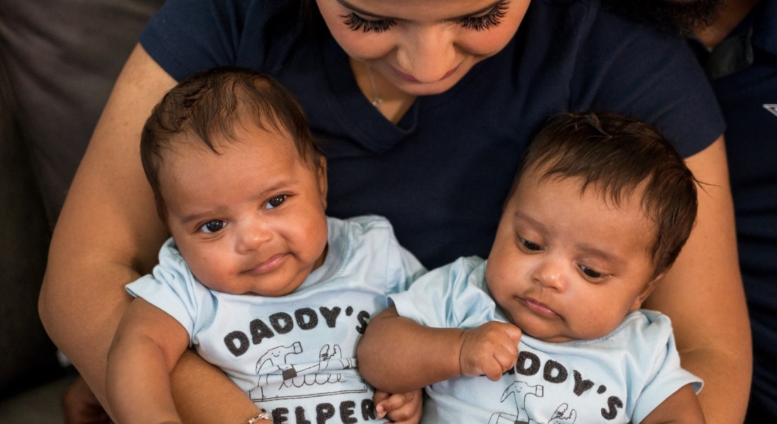 Maria Burns and her preemie twins Antonio and Angel
