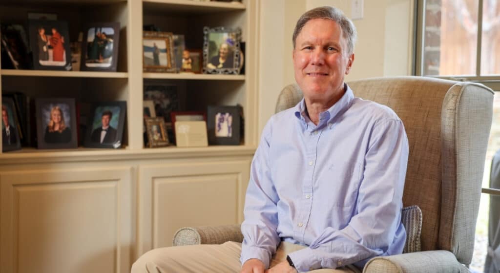 Heart attack survivor Jim Hunt in his Keller home