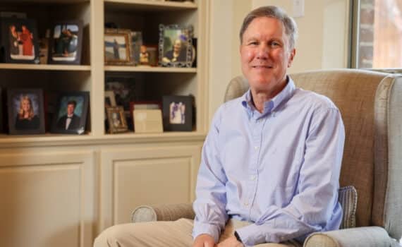 Heart attack survivor Jim Hunt in his Keller home