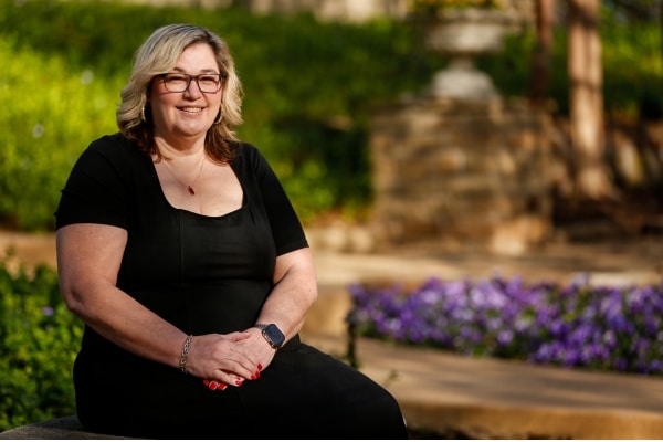 Colon cancer survivor Jennifer Freeman is pictured outdoors