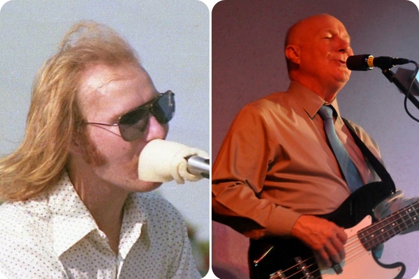 A photo collage shows Gary Coots playing in a band then and now.