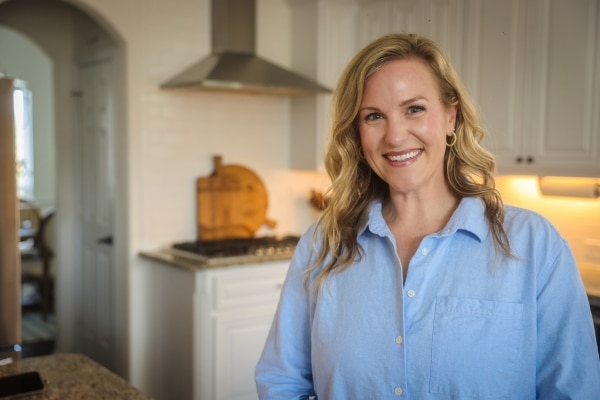 Back surgery patient Kellianne Hodges in the kitchen of her Rockwall home