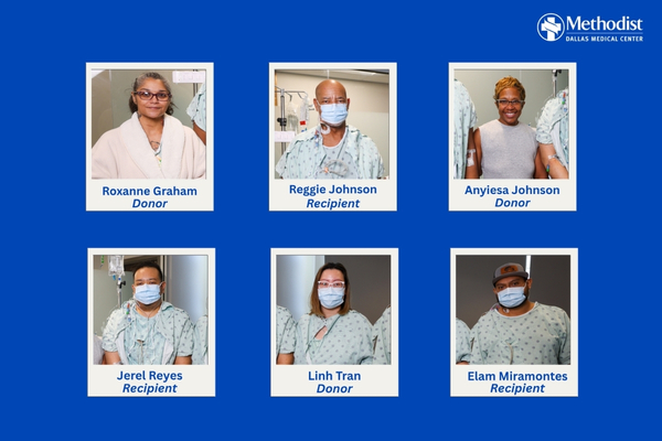 Graphic shows who received a kidney from whom in Methodist Dallas’ first domino transplant.