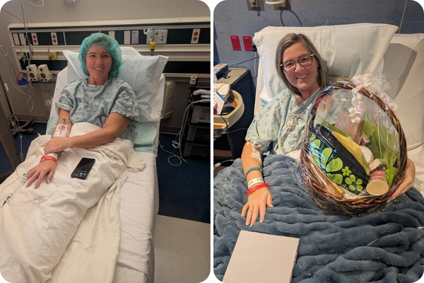 Kidney donor Brandy Laman in her bed at Methodist Dallas