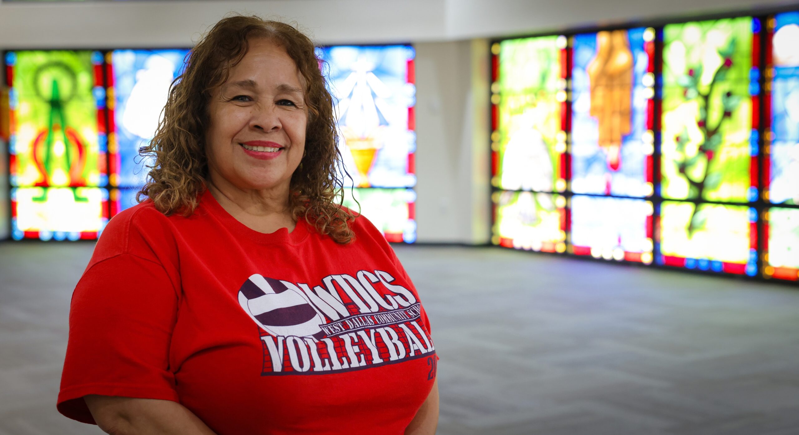 Vivian Pina at the school where she works in West Dallas